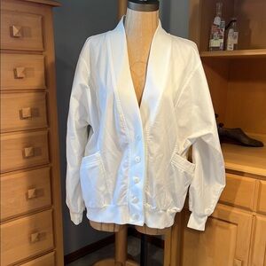 White Bomber Jacket with Crisp Fabric petite large